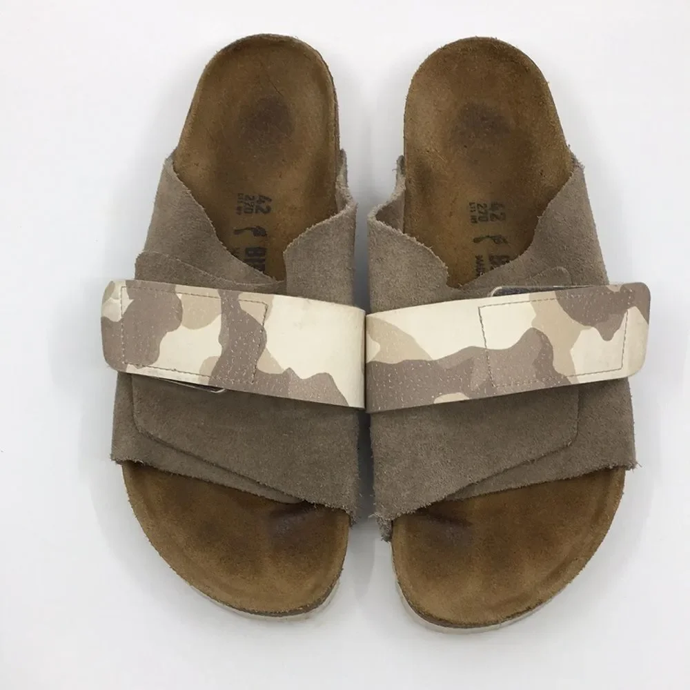 Birkenstock Limited Edition Kyoto Suede Gray Taupe Camo M9 W11 EU 42 Narrow